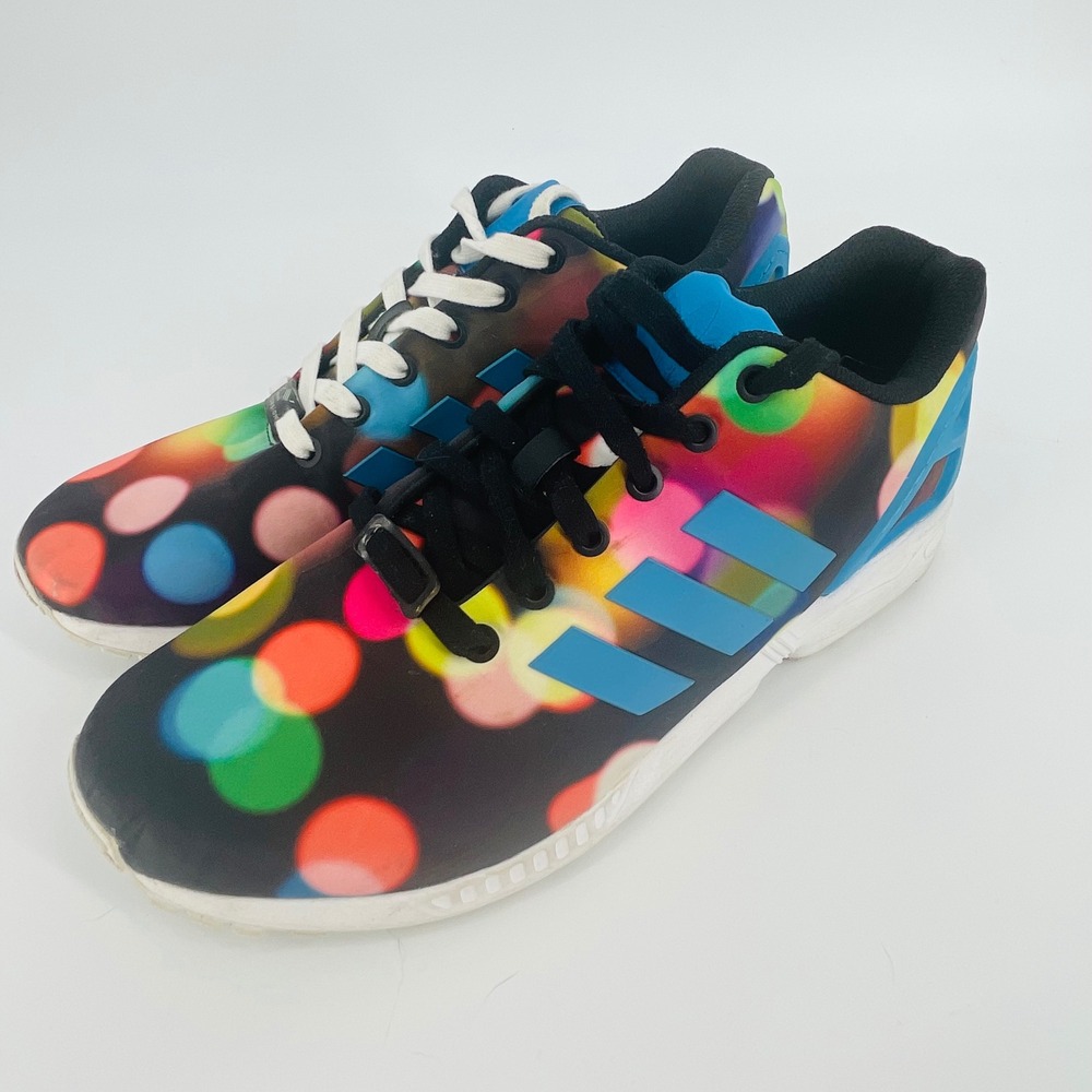 Adidas ZX Flux Multicolor Bokeh Lights Sneakers Mens 9.5 Bright Colorful